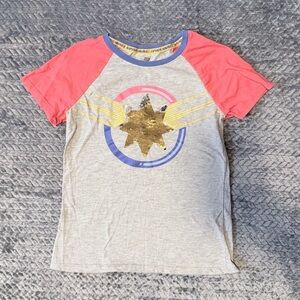 Captain Marvel Changing Sequined Logo Tee Kids size 10-12